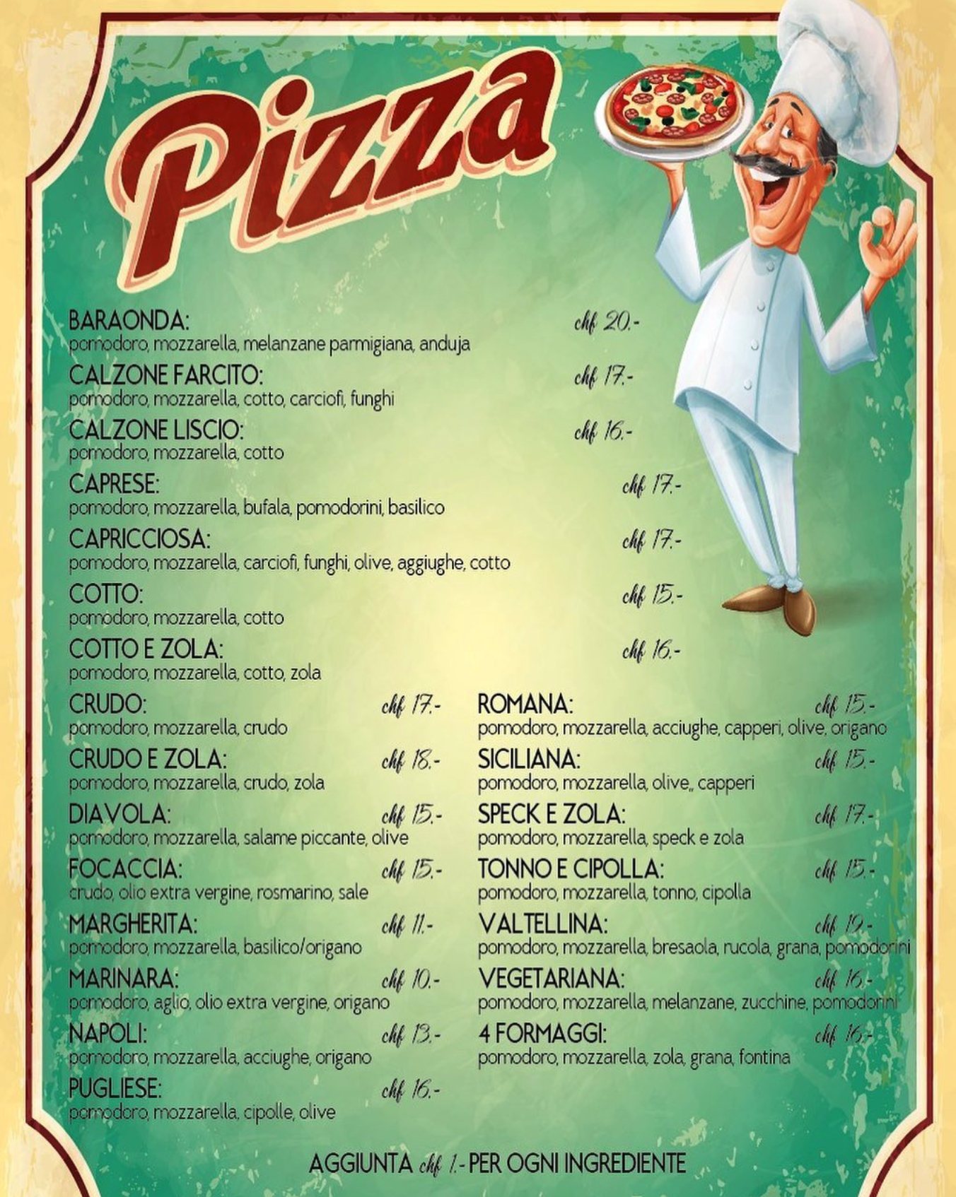 Pizzeria — Menu